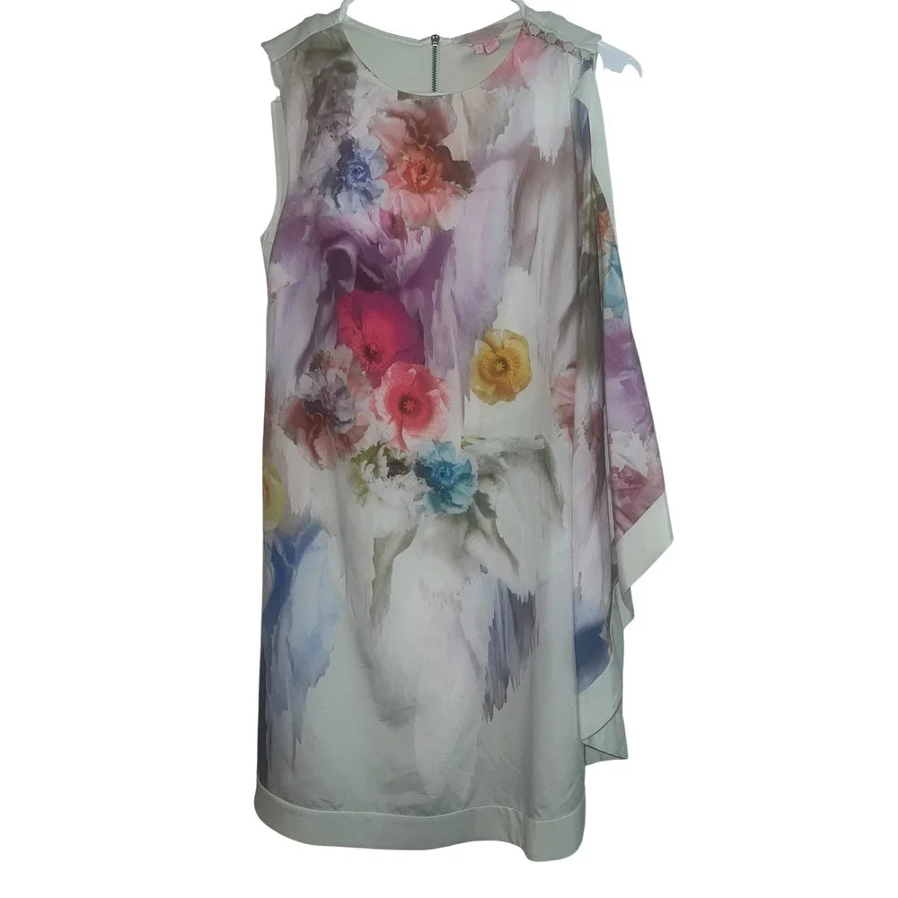 Ted Baker London Dahnni Floral Tunic Mini Dress Sz 1 Multi Viscose Cottagecore